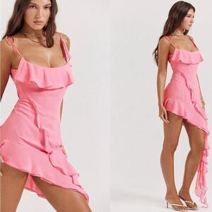 NWT HOUSE OF CB 'Marcia' French Pink Ruffle Mini Dress  $239